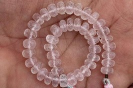 Natural, 8 inch faceted rose quartz  gemstone rondelle briolette beads, 7 mm, na - £33.96 GBP