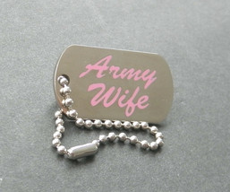 Army Wife Dog Tag Style Small Lapel Pin Badge 1 Inch Usa - $5.64