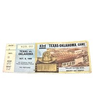 1988 Oklahoma Sooners Texas Longhorns Football Ticket Stub Cotton Bowl H... - £19.67 GBP