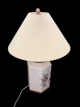 Vtg 28" Floral Ceramic Table Lamp w/ Pleated Shade – Underwriters Laboratories image 7