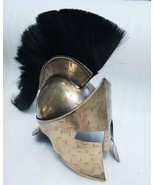 300 Spartan Brass finish medieval helmet black plume SCA LARP Halloween ... - $207.20 CAD