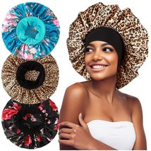 3PCS Extra Large Satin Bonnets for Sleeping, Hair Bonnets for Black Women Braids - £15.96 GBP