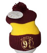Harry Potter Platform 9 3/4 Beanie Cap - Winter Toque Knit Hat w/ Pom - One Size - £11.81 GBP