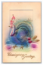 Thanksgiving Greetings Turkey Embossed Airbrushed Gilt UNP DB Postcard W7 - £6.23 GBP