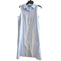Saks Fifth Avenue Shirt Dress Blue Chambray Linen Blend Sleeveless Womens Med - £31.31 GBP