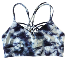 JoyLab Women&#39;s Padded Sports Bra Strappy Size S Tie Dye Navy White - £7.90 GBP