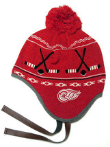 Detroit Red Wings NHL CCM Vintage Pom Ball Knit Hat Cap Trooper Winter Beanie - £11.98 GBP