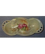 Antique Vintage German Porcelain Floral Transfer Luster Relish Dish Bowl - $29.95