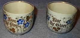 Collectible Antique Love the Giver Painted Decorative Cups 2 - £10.17 GBP