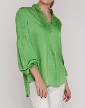 Alberto Makali New York Sage Blouse 260185 Long Sleeve Top Lime Green Wo... - $19.59