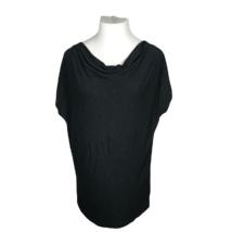 Adrienne Vittadini Long Shirt Blouse ~ Sz L ~ Dark Gray ~ Batwing Short Sleeve  - £10.81 GBP