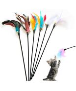 IUHKBH Cat Wands, 6 PCS Interactive Feather Toys with Bell - 18&#39;&#39; Long M... - $275.79 MXN