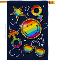 Happy Face Pride House Flag 28 X40 Double-Sided Banner - $36.97