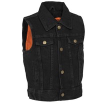 Kids&#39; Motorcycle Vest Black Denim Snap Front Vest MDK3910 - $736.95 MXN+
