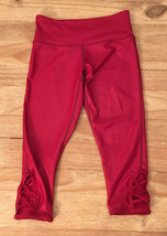 Just Live Womens Magenta Pink Leather YOLON Fabric Capri Leggings Size S... - $20.00