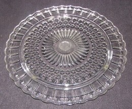 Vintage Federal Glass Footed Cake Plate Pattern Sunflower/Bubbles/Scallop - £11.86 GBP