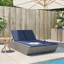 vidaXL Double Sun Lounger with Cushions Gray Poly Rattan - $410.51