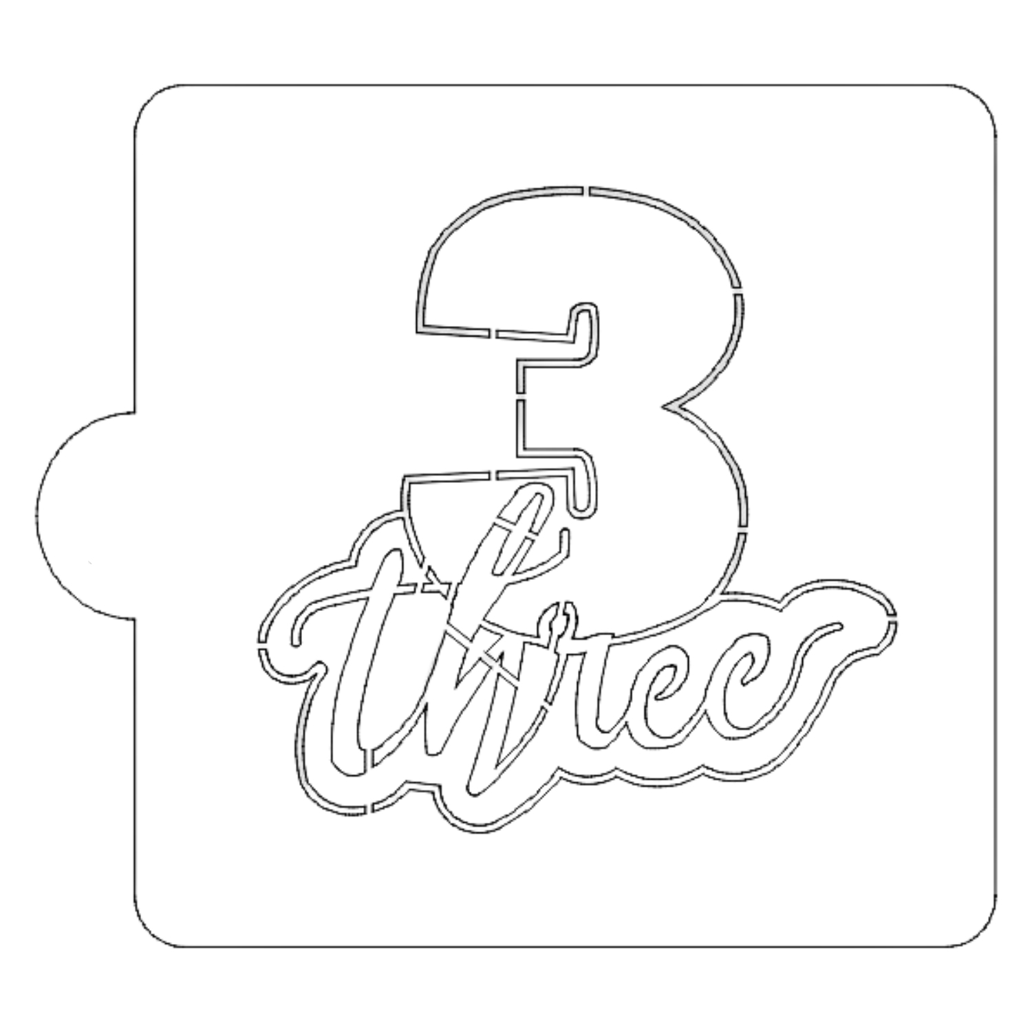 Number 3 Word Detailed Stencil for Cookies or Cakes USA Made LS2404 - $3.99