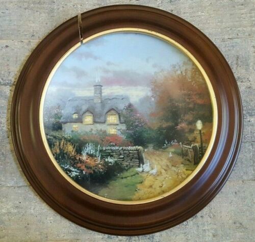 Primary image for THOMAS KINKADE Collector Plate OPEN GATE COTTAGE W/WOODEN FRAME Limited Edition