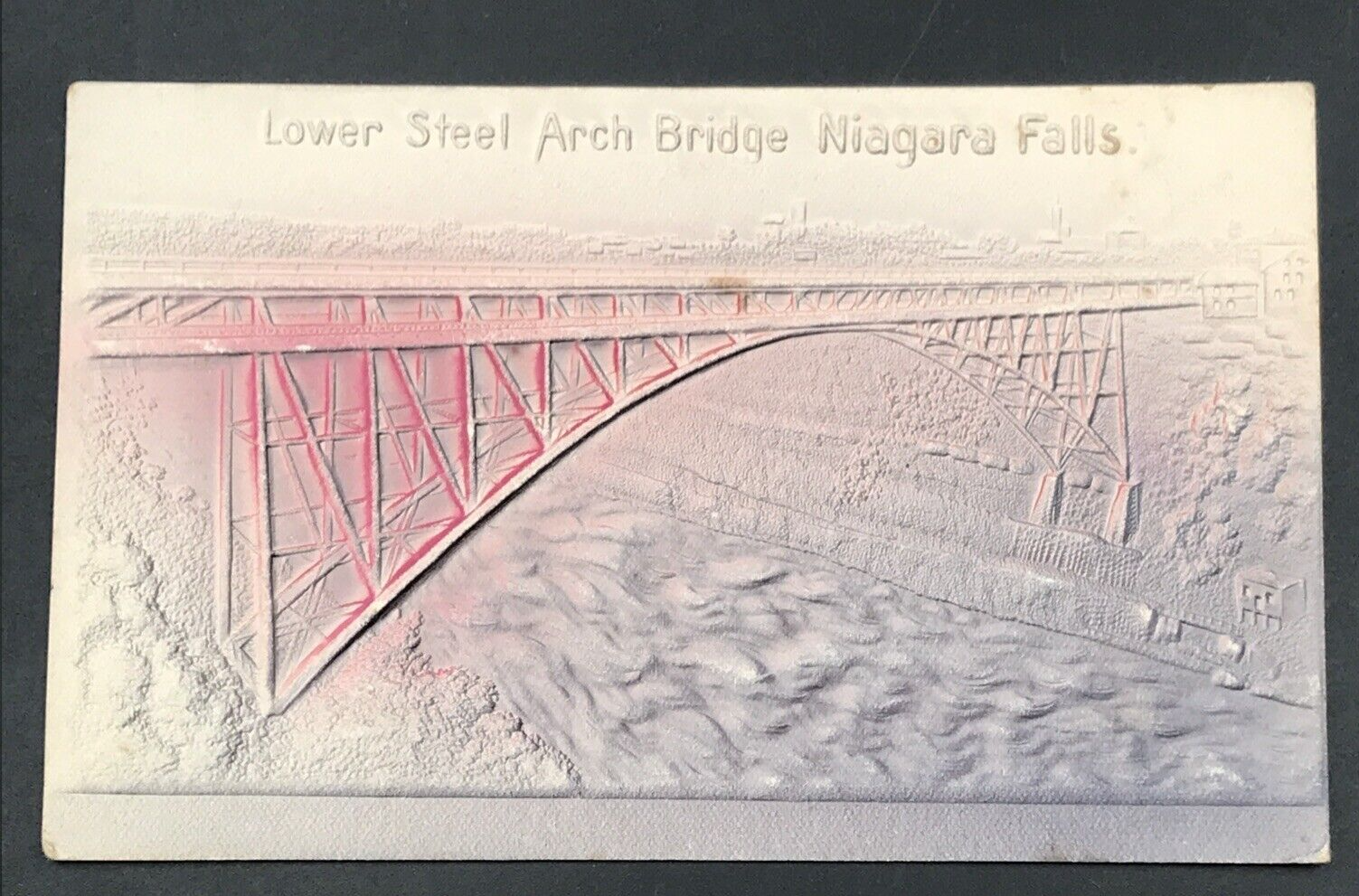 Primary image for 1908 Embossed Lower Steel Arch Bridge Niagara Falls NY Postcard Red Tint