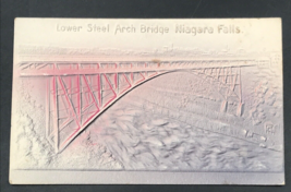 1908 Embossed Lower Steel Arch Bridge Niagara Falls NY Postcard Red Tint - $12.19
