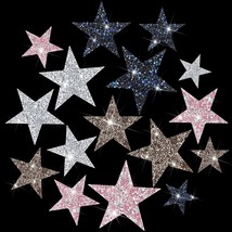 16 Pcs Rhinestone Star Patches Iron On Glitter Patches Stars Shape Crystal Patch - £19.57 GBP