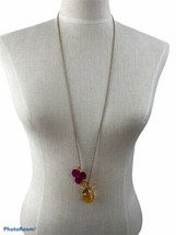 Tova Crystal Butterfly Statement Necklace Faceted Topaz Color Red gold Tone - £36.94 GBP
