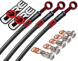 Honda CBR600RR Brake Lines 2007-2012 (Non-ABS) Carbon and Red Front Rear Steel - £125.40 GBP