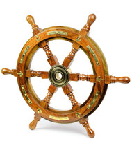 Halloween Ship Wheel Solid Wood 18 Inches Anchor &amp; Strip Wall Hanging Ho... - £46.59 GBP