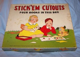 Vintage 1939 Boxed Stick &#39;Em Cutouts-4 Uncut Books-Platt &amp; Munk-No. 128 - £25.46 GBP