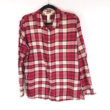 H&amp;M Womens Button Down Plaid Long Sleeve Flannel Shirt Red White 12 - £5.39 GBP