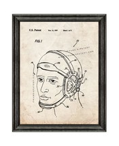 Protective Headgear for Wrestler Patent Print Old Look with Black Wood Frame - $24.95+