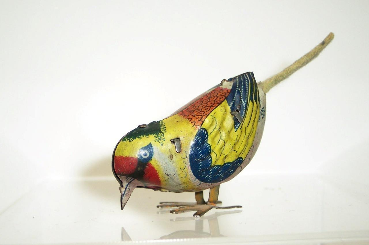 VINTAGE Tin Lithograph Windup Colorful Bird Pre-WWII Japan - £35.04 GBP