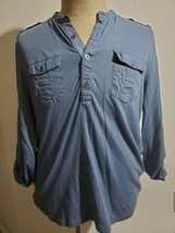 Blue Light weight Long Sleeve button up Shirt LARGE - £10.79 GBP