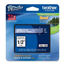 Brother TZe135 12mm white on clear TZ Ptouch label tape PTH100 PTH300 PT... - $32.98