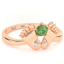 Baby Feet Peridot Diamond Ring In 14k Rose Gold - £267.13 GBP