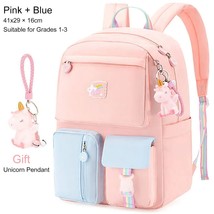 Cute Women Backpa Multi-Pocket Hit Color Girl Middle School Bag Female Student L - £95.20 GBP