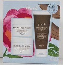 Fresh Smooth &amp; Soften Face Mask Gift Set Sugar Face Rose Mask Umbrian Clay - $33.95