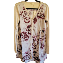 Mystree Womens Long Sleeve Cardigan Tunic Mixed Material Floral Button Small - £18.99 GBP