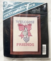 Welcome Friends Hearts &amp; Bow Counted Cross Stitch Kit 5&quot; x 7&quot; - £5.20 GBP