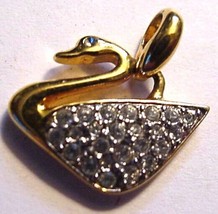 Swarovski Crystal Swan Goldtone Pendant 1 Inch Charm - £37.61 GBP