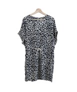 Sea New York Silk Blend Dress Navy Leopard Print Short Sleeve Drawstring... - $34.64