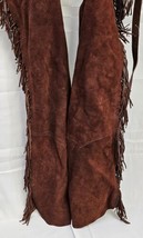 HL Saddlery Suede Fringed Chaps Brown Leather Size Medium New - £57.03 GBP