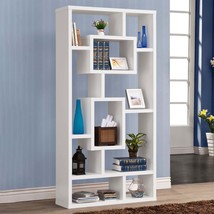 White 10-Shelf Open Back Bookcase - Elegant Room Divider &amp; Storage - $5,442.68 MXN