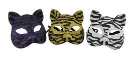 Zeckos Set of 3 Sparkling Animal Stripe Gotto Carnivale Cat Masks - £16.94 GBP