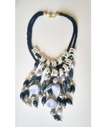 FABULOUS GREY, WHITE, BLACK 2 TIERED STATEMENT SHORT NECKLACE - $41.01 CAD
