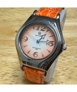 Pastorelli Quartz Watch Men 30m Silver Orange Leather Swiss Parts New Battery - $32.29