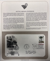 American Mail Cover FDC &amp; Info Sheet South Carolina Statehood 1988 - £18.13 GBP