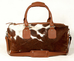 100% Real Cowhide Hair on Leather Travel / Duffel Bag weekender bag - $166.59