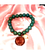 Beautiful turquoise bracelet with a penny Attached - €18,91 EUR